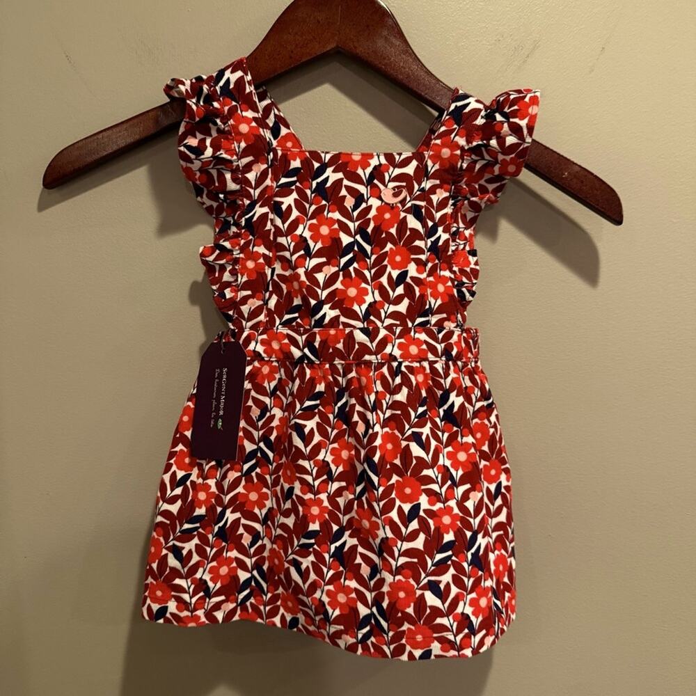 Sergent Major NWT Velvet‎ Chasuble Jumper Dress Floral Print Baby Girls 12 Mos
